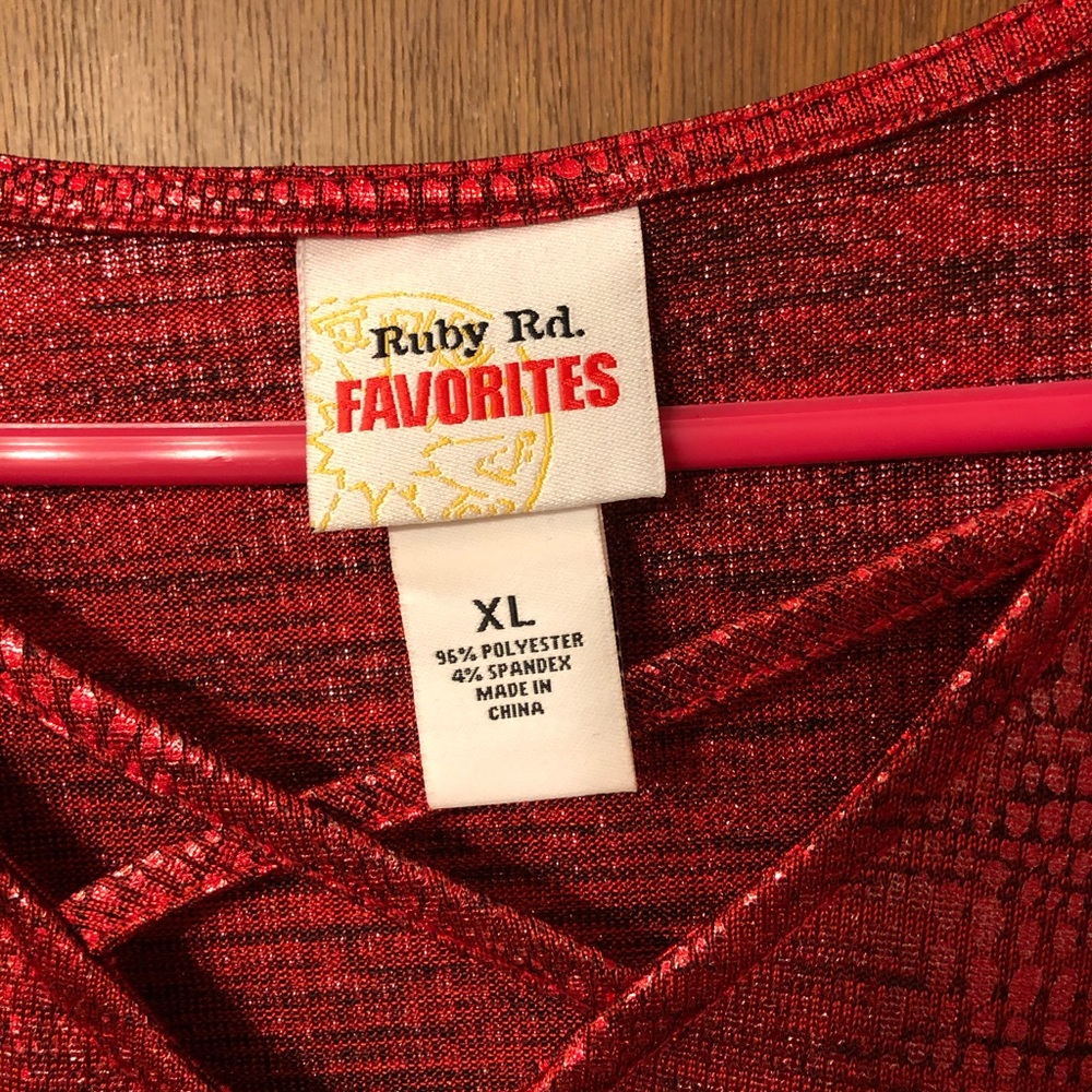 Ruby Rd Metallic Red Blouse - Picture 3 of 3
